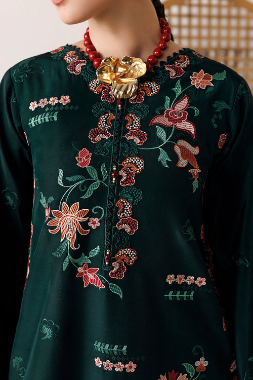 Farasha Veira Embroidered Raw Silk Unstitched 3Pc Suit D-07 Eden Ivy