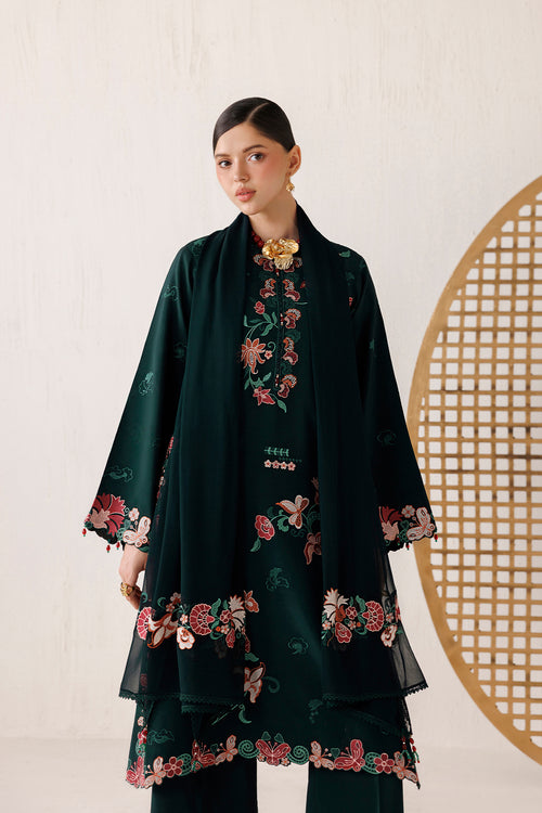 Farasha Veira Embroidered Raw Silk Unstitched 3Pc Suit D-07 Eden Ivy
