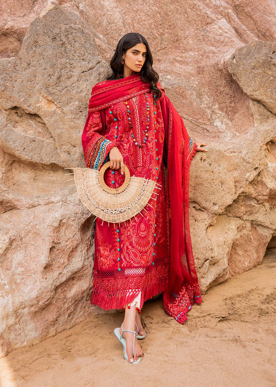 Siraa by Sadaf Fawad Khan Embroidered Lawn Unstitched 3Pc Suit - Elaheh (B)