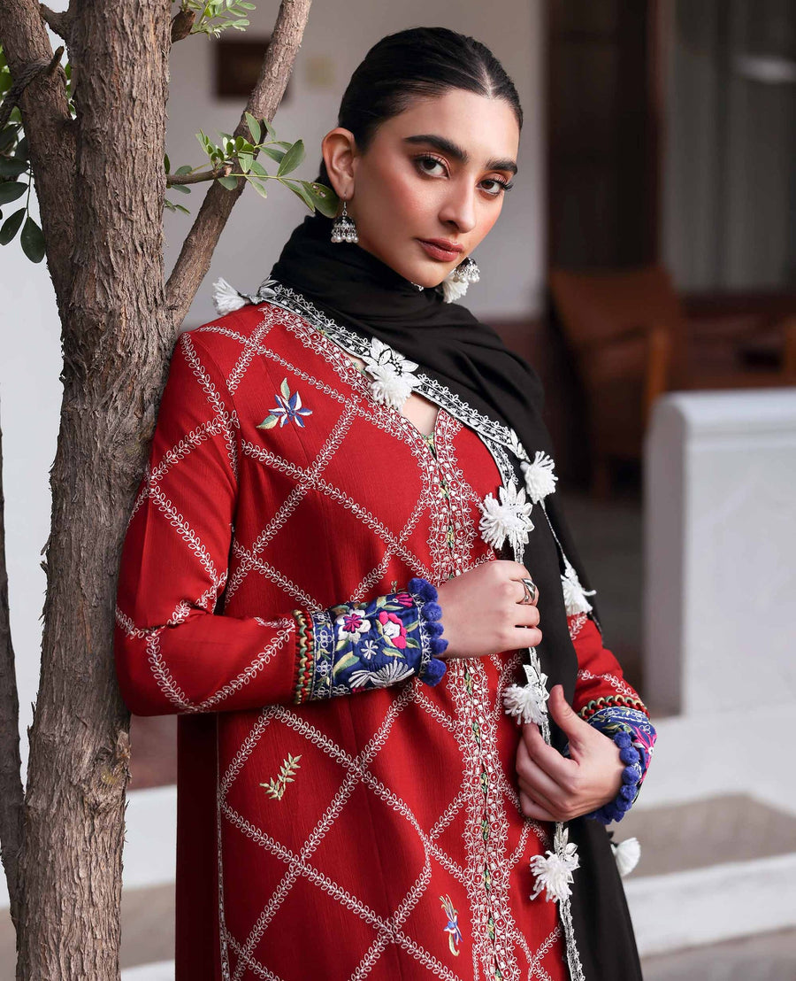 Republic Womenswear Amaris Unstitched Khaddar 3Pc Suit D-15 Elara