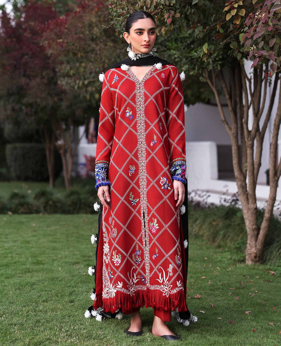 Republic Womenswear Amaris Unstitched Khaddar 3Pc Suit D-15 Elara