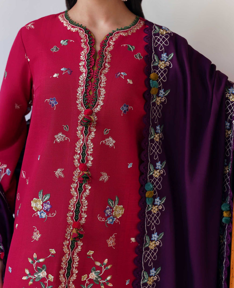 Republic Womenswear Amaris Unstitched Khaddar 3Pc Suit D-08 Elaria