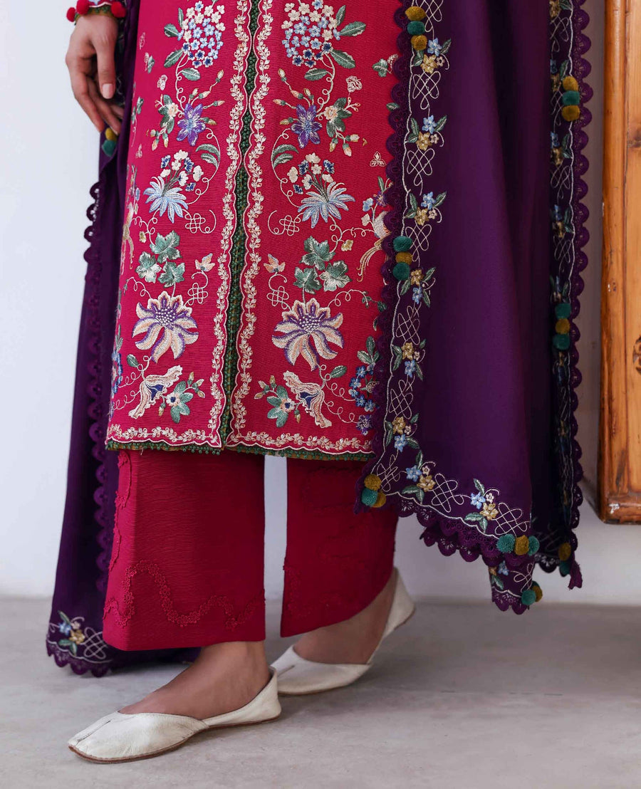 Republic Womenswear Amaris Unstitched Khaddar 3Pc Suit D-08 Elaria