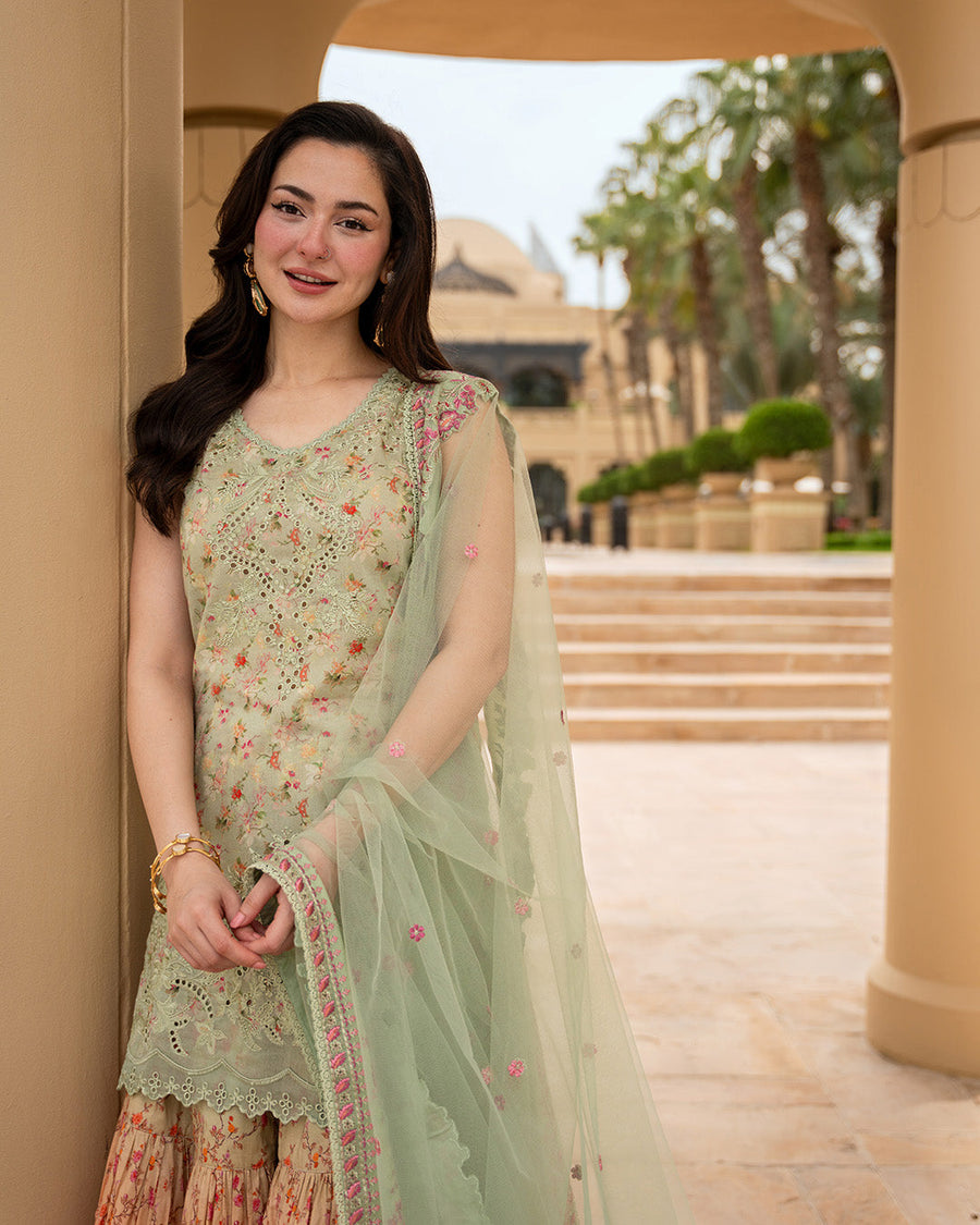 Faiza Saqlain AYA Embroidered Luxury Lawn Unstitched 3Pc Suit - ELDIRА