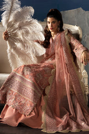 Afrozeh La Fuchsia Embroidered Organza Unstitched 3Pc Suit - Elea