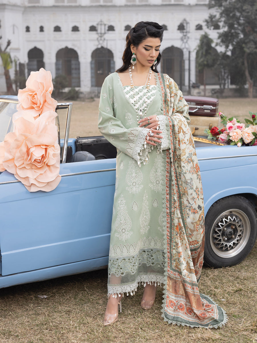 Maya by Faiza Faisal Embroidered Luxury Lawn Unstitched 3Pc Suit - Elena