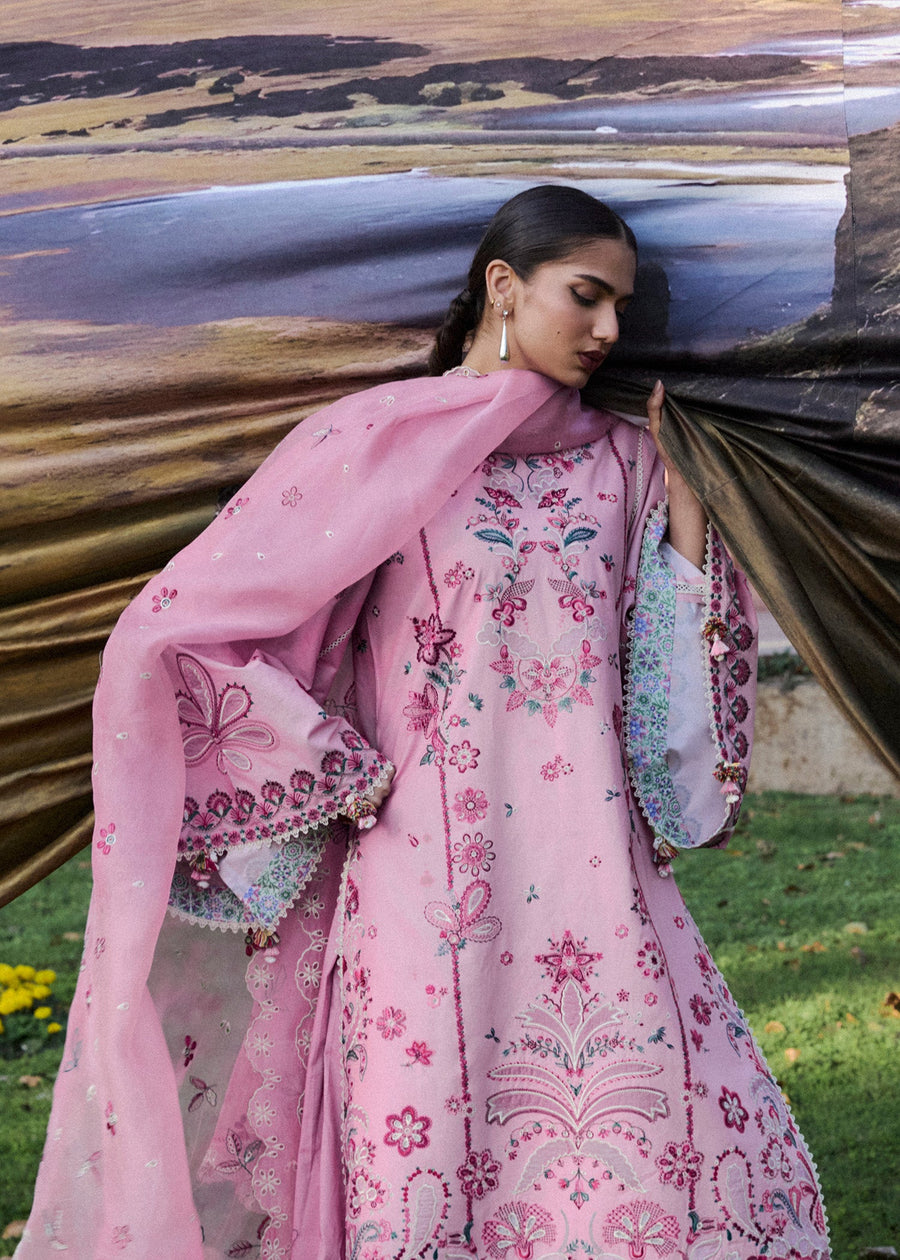 Hussain Rehar ZAN Unstitched Embroidered Lawn 3Pc Suit - Elfa