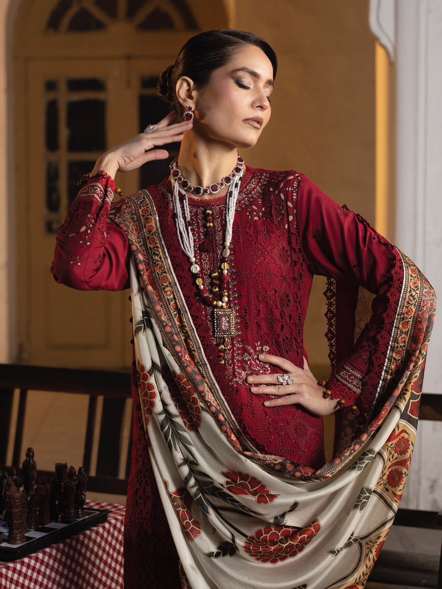 Maya by Faiza Faisal Embroidered Luxury Lawn Unstitched 3Pc Suit - Elif