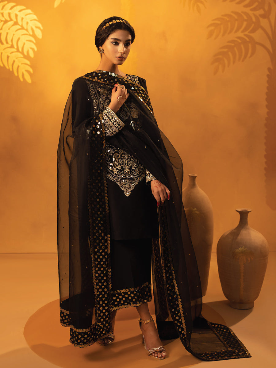 Faiza Faisal Signature Festive Pret Thai Silk 3Pc Suit - Elke