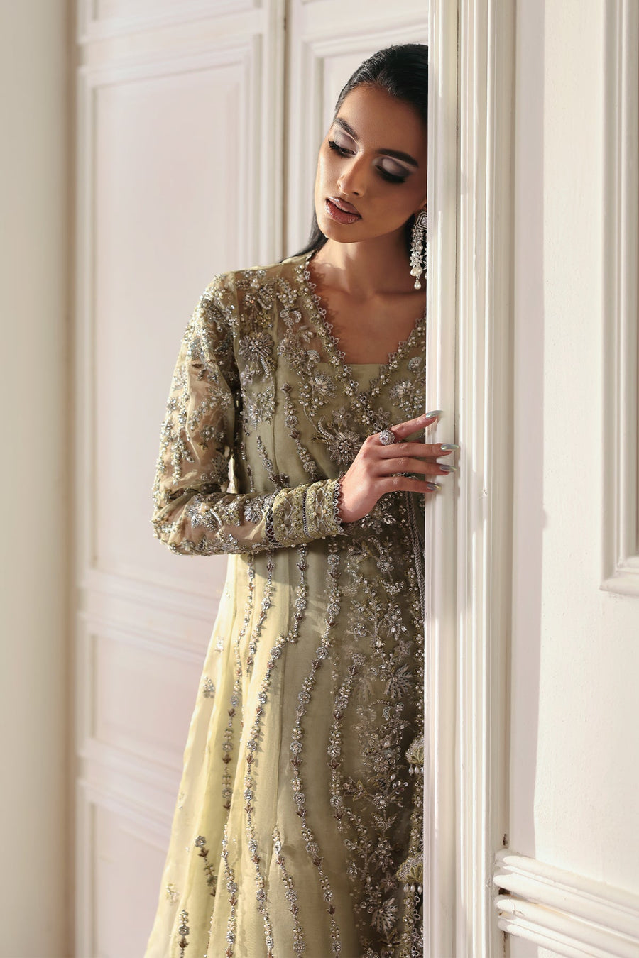 Emral Elyshia Embroidered Organza Unstitched 3Pc Suit D-01 Ember