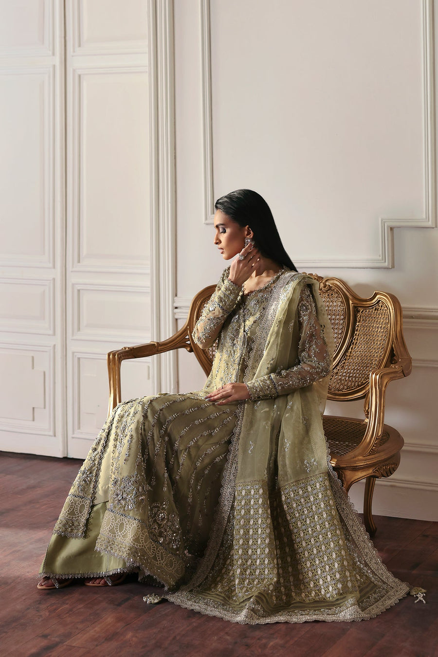Emral Elyshia Embroidered Organza Unstitched 3Pc Suit D-01 Ember