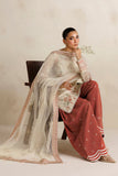 Farasha Luxury Formal Embroidered Chiffon Unstitched 3Pc Suit - Ember Blush