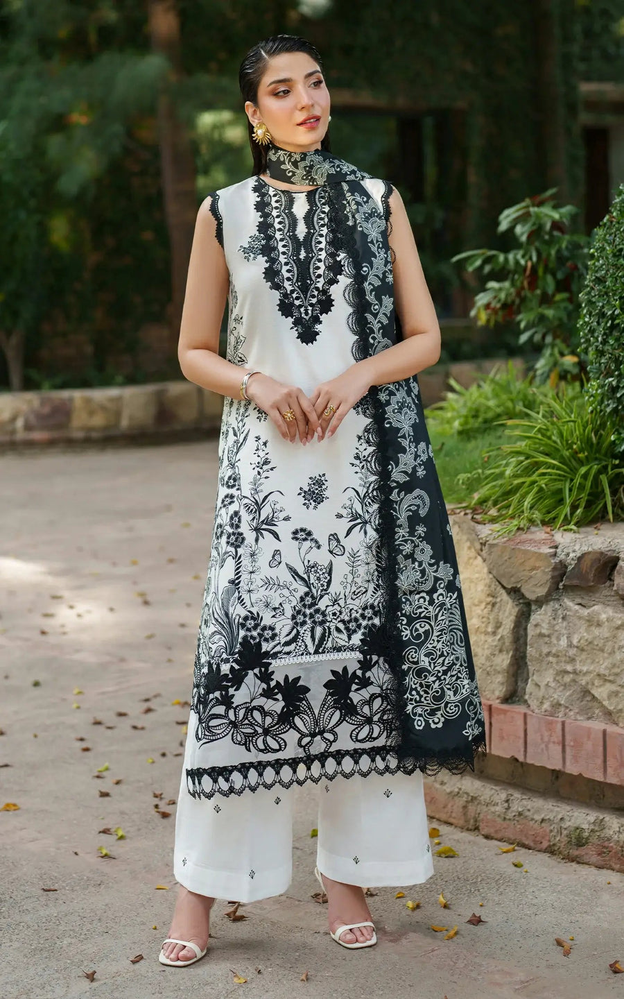 Asifa & Nabeel Meraki Embroidered Viscose Unstitched 3Pc Suit - Ember Glow