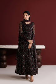 Farasha Fiorella Embroidered Chiffon Unstitched 3Pc Suit - Ember Veil