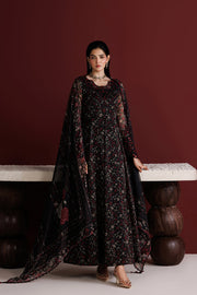 Farasha Fiorella Embroidered Chiffon Unstitched 3Pc Suit - Ember Veil