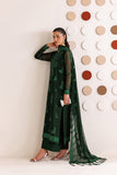 Farasha Luxury Formal Embroidered Chiffon Unstitched 3Pc Suit - Emerald Leaf