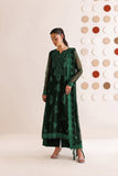Farasha Luxury Formal Embroidered Chiffon Unstitched 3Pc Suit - Emerald Leaf
