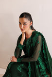 Farasha Luxury Formal Embroidered Chiffon Unstitched 3Pc Suit - Emerald Leaf