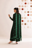 Farasha Luxury Formal Embroidered Chiffon Unstitched 3Pc Suit - Emerald Leaf