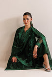 Farasha Luxury Formal Embroidered Chiffon Unstitched 3Pc Suit - Emerald Leaf