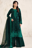 Farasha Embroidered Luxury Korean Raw Silk Unstitched 3Pc Suit - Emerald Luxe