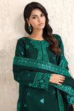 Farasha Embroidered Luxury Korean Raw Silk Unstitched 3Pc Suit - Emerald Luxe