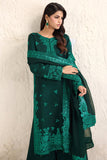Farasha Embroidered Luxury Korean Raw Silk Unstitched 3Pc Suit - Emerald Luxe