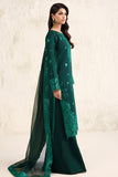 Farasha Embroidered Luxury Korean Raw Silk Unstitched 3Pc Suit - Emerald Luxe