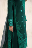 Farasha Embroidered Luxury Korean Raw Silk Unstitched 3Pc Suit - Emerald Luxe