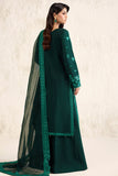 Farasha Embroidered Luxury Korean Raw Silk Unstitched 3Pc Suit - Emerald Luxe