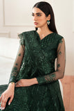 Farasha Essence Embroidered Net Unstitched 3Pc Suit - Emerald Muse