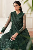 Farasha Essence Embroidered Net Unstitched 3Pc Suit - Emerald Muse