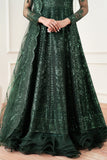 Farasha Essence Embroidered Net Unstitched 3Pc Suit - Emerald Muse
