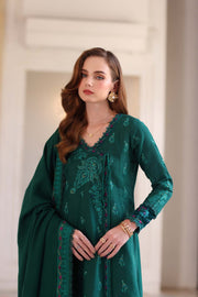Noor by Saadia Asad Embroidered Khaddar Unstitched 3Pc Suit D-02 Emerald Reverie