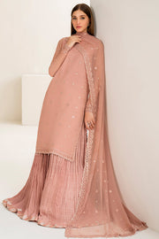 Farasha Luxury Formal Embroidered Chiffon Unstitched 3Pc Suit - Emily