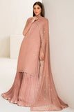 Farasha Luxury Formal Embroidered Chiffon Unstitched 3Pc Suit - Emily