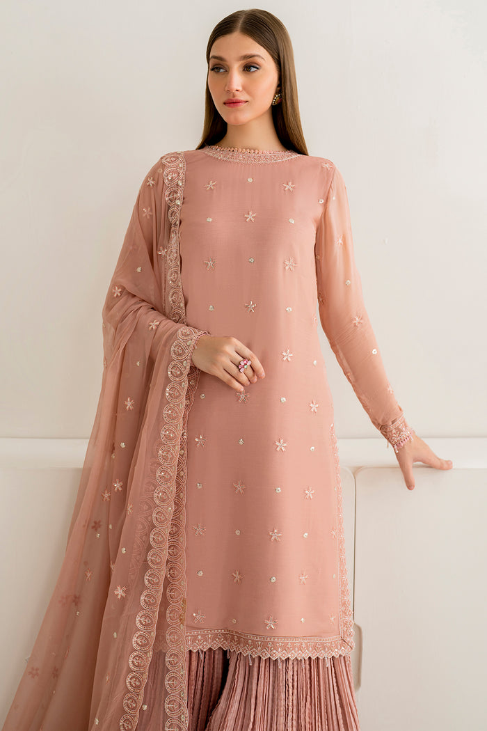 Farasha Luxury Formal Embroidered Chiffon Unstitched 3Pc Suit - Emily