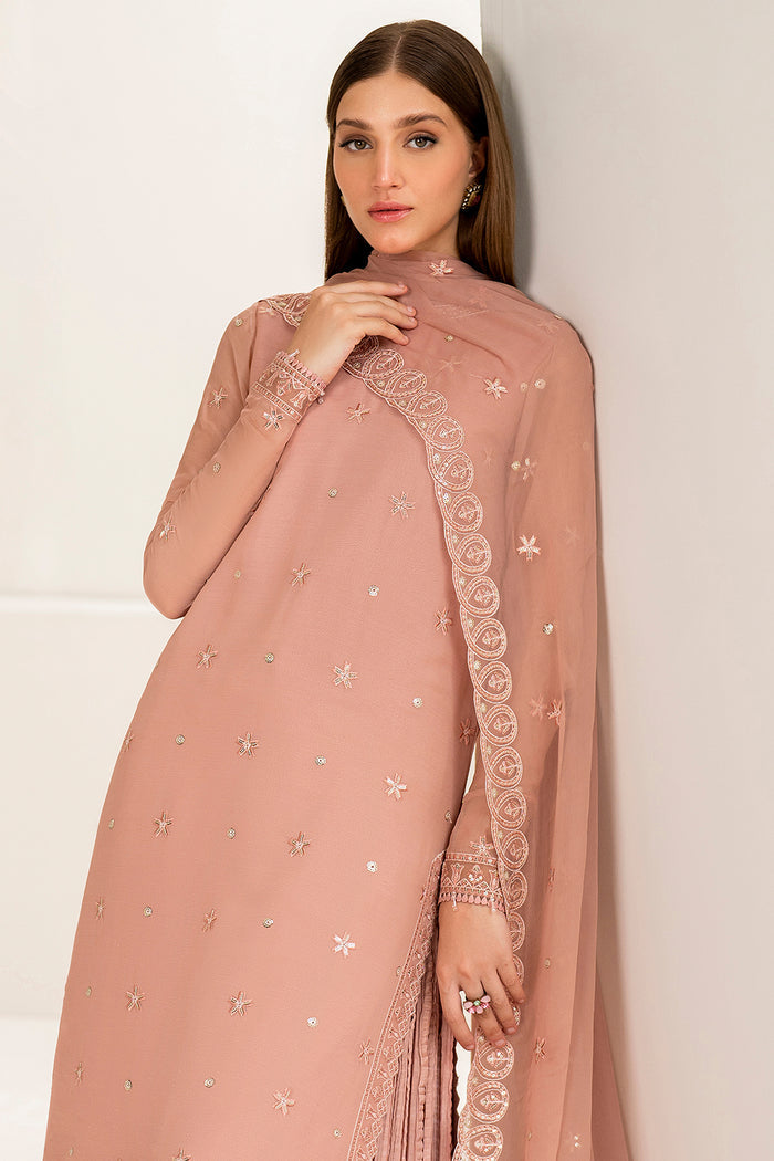 Farasha Luxury Formal Embroidered Chiffon Unstitched 3Pc Suit - Emily