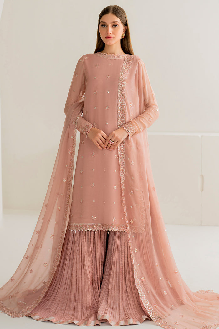 Farasha Luxury Formal Embroidered Chiffon Unstitched 3Pc Suit - Emily