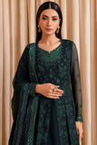 Farasha Luxury Formal Embroidered Chiffon Unstitched 3Pc Suit - Enchanted Sage