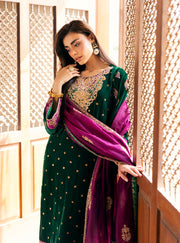 Zainab Chottani Embroidered Velvet Unstitched 3Pc Suit - Esha