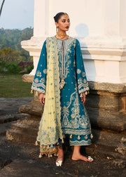 Hussain Rehar Luxury Lawn Unstitched Embroidered 3Pc Suit D-06 Eupic