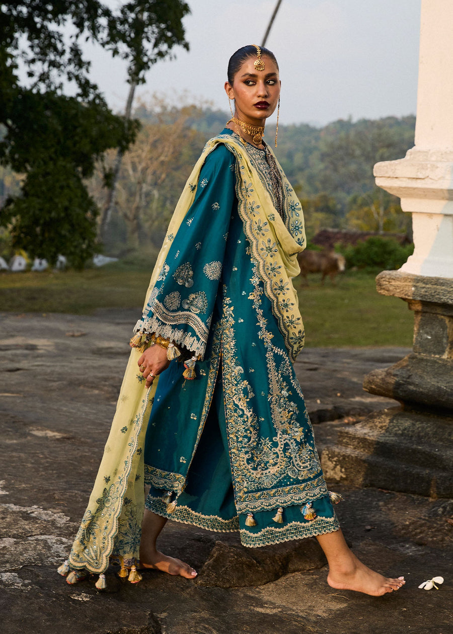 Hussain Rehar Luxury Lawn Unstitched Embroidered 3Pc Suit D-06 Eupic
