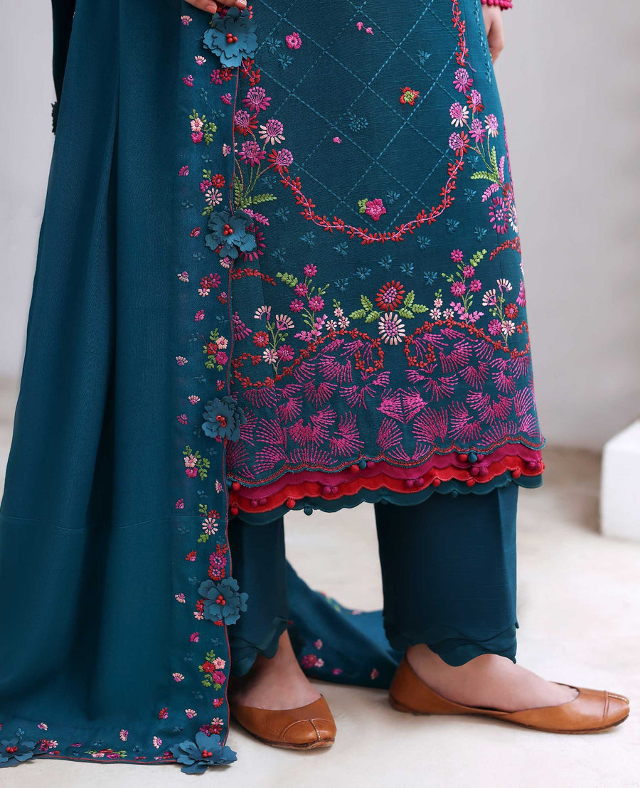 Republic Womenswear Amaris Unstitched Khaddar 3Pc Suit D-09 Evania