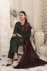 Feathers The Frost Digital Printed Dhanak Unstitched 3Pc Suit Everglade Echo-FT790