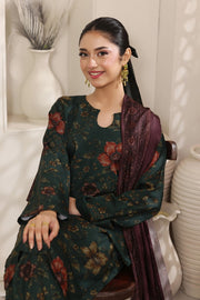 Feathers The Frost Digital Printed Dhanak Unstitched 3Pc Suit Everglade Echo-FT790