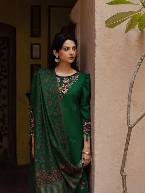 Still by Yards Embroidered Italian Woolen Unstitched 3Pc Suit D-03 Evermore