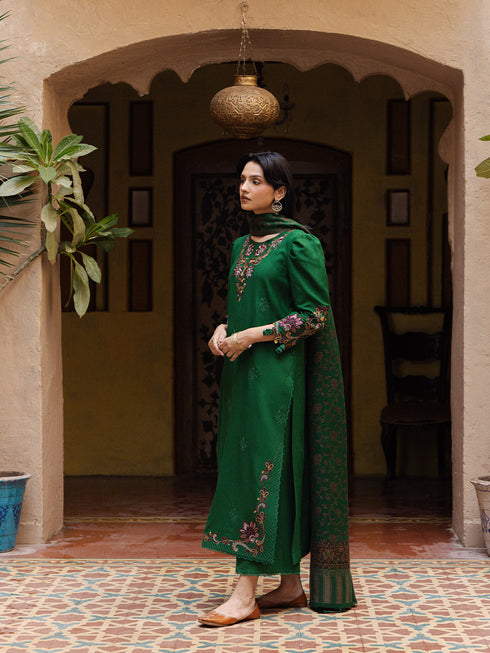 Still by Yards Embroidered Italian Woolen Unstitched 3Pc Suit D-03 Evermore