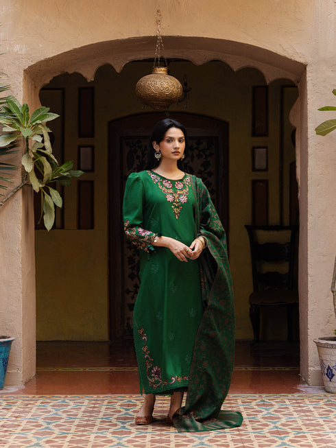 Still by Yards Embroidered Italian Woolen Unstitched 3Pc Suit D-03 Evermore