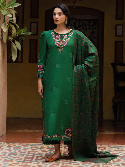 Still by Yards Embroidered Italian Woolen Unstitched 3Pc Suit D-03 Evermore